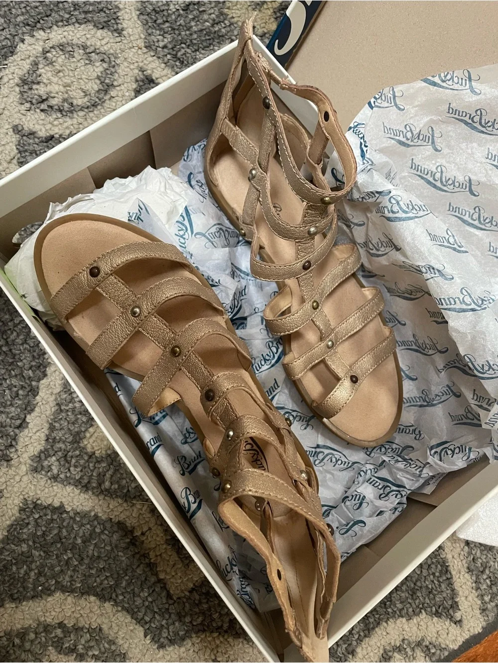 Lucky Brand Champagne Strappy Gladiator Sandals